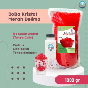 Boba Jelly Kristal Merah Delima 1Kg Siap Saji