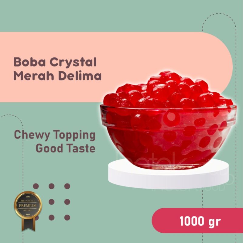 Boba Jelly Kristal Merah Delima 1Kg Siap Saji