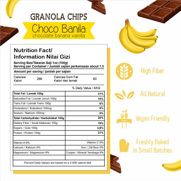 Granola Chips Choco Banana Vanilla Banila Nola