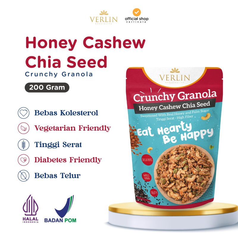 Granola Crunchy Honey Cashew Chia Seed Verlin